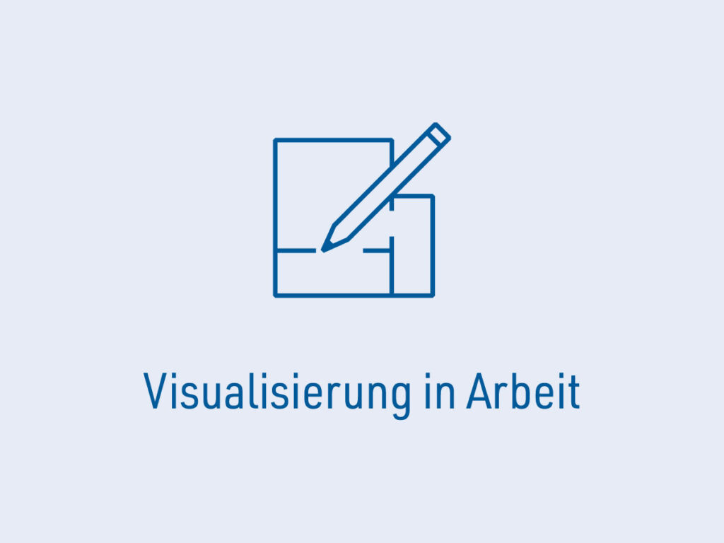 Blaues Icon und blauer Text "Visualisierung in Arbeit" auf hellblauem Hintergrund